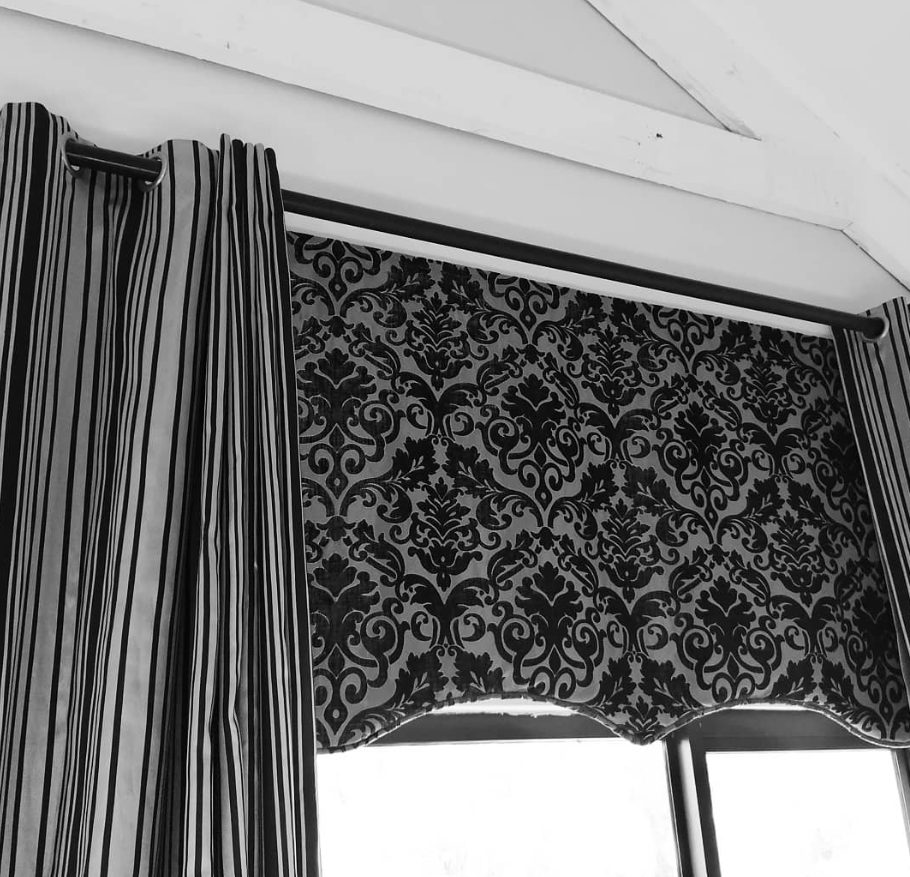 Custom black damask blackout curtain